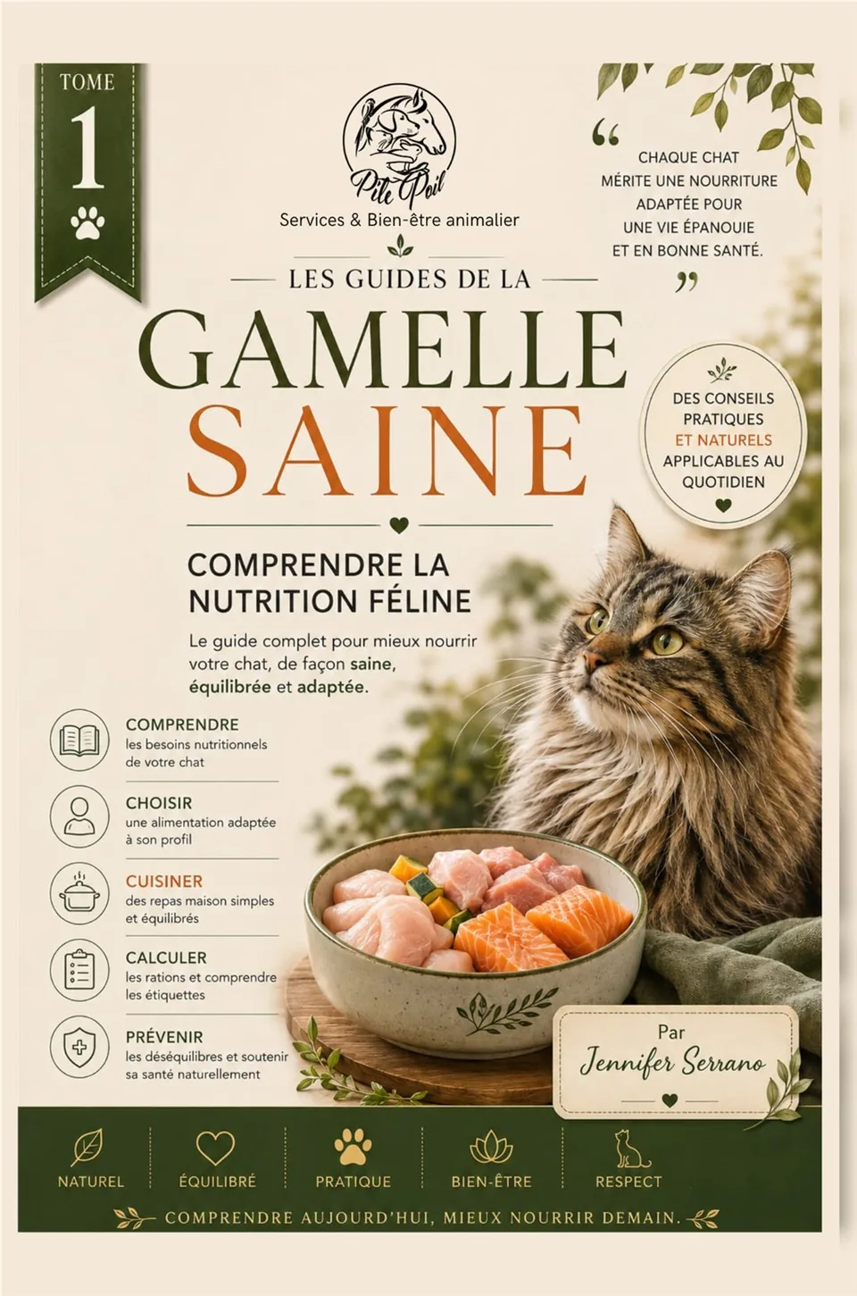 Couverture du livre Les Guides de la Gamelle Saine, Tome 1 : Le Chat, par Jennifer Serrano