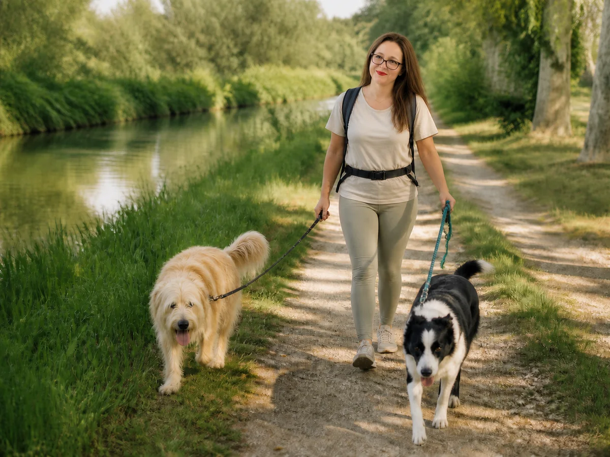 Jennifer Serrano pendant une promenade canine